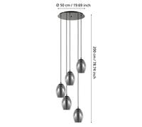 EGLO Stars Of Light Estanys hanging light, black, 5-bulb, round