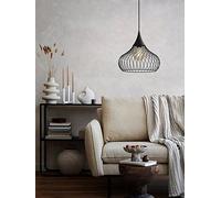 Eglo Pendant Light Fitting Staverton, Vintage Hanging lamp, Industrial Design Living and Dining Room Lighting, Black Metal, E27 Socket