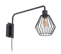 EGLO Tabillano 1 Wall Light, 1-Bulb Wall Light Vintage, Industrial, Retro, Steel Interior Wall Light, Living Room Lamp, Hallway Lamp in Black, E27 Socket
