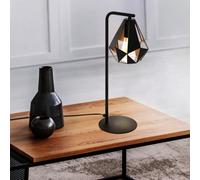 Eglo Carlton 4 Table lamp, 1 Flame Vintage Table lamp, Steel Bedside lamp, Colour: Black, Copper Antique, Socket: E27, incl. Switch