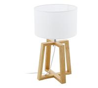 Eglo Table lamp Chietino 1, 1-Light Table lamp Nature Design | Bedside Lamp made of Wood, Fabric and Steel, Colour: White, Natural, Socket: E27, including Switch
