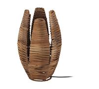 Eglo Table lamp Mongu 1, 1 Flame Table lamp Vintage, African, Boho, Bedside lamp Made of Raffia and Steel, Living Room lamp in Natural, Black, lamp with Switch, E27 Socket