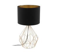 EGLO table lamp Pedregal 1, Single-Light table lamp Vintage, Industrial | Retro, Bedside Lamp Steel and Textile in Black and Copper, Lamp with Switch, E27 Socket