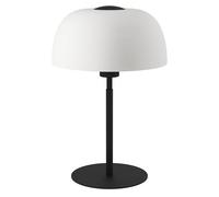 Eglo Table Lamp Solo 2, Bedside Light with lampshade, Metal Fixture in Black and White Etched Glass, E27 Socket, 41.5 cm Tall