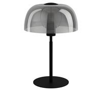 Eglo Table lamp Solo 2, Bedside Light with Smoked Glass Shade, Metal and Fixture in Black, E27 Socket, 41.5 cm Tall