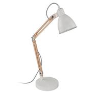 Eglo Table lamp Torona 1, Vintage Industrial Table Light | Wooden and Metal Bedside Lamp, Desk Lamp in White and Natural, Lamp with Switch, E14