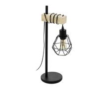 Eglo Table lamp Townshend 5, Wooden Bedside lamp in Industrial Design
