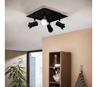 Eglo Tamara 1 Black Steel 4-Light Adjustable Ceiling Spotlight - Ip44 Rated For Bathroom (D) 26Cm