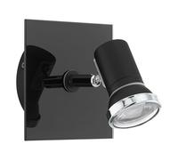 EGLO Tamara 1 Wall Light, 1-Bulb Wall Light, Modern, Classic, Indoor Wall Light Made of Steel and Glass, Living Room Lamp in Black, Chrome, Clear, Kitchen Lamp, Bathroom Spot with GU10 Socket, IP44