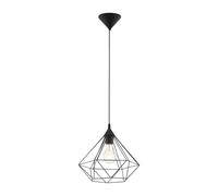 Eglo Tarbes Vintage/Retro Pendant Light, Steel, Plastic and Black Colour Ceiling lamp, E27 Socket, Ø 32.5 cm/12.7 inches