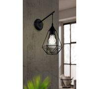 Eglo Wall lamp Tarbes, 1 Flame Vintage Wall lamp in Retro Look, Material: Steel, Black, Socket: E27
