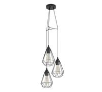 Eglo Pendant Light Tarbes - 3-Light Black Steel Vintage Retro Industrial, E27 Socket, Ø 31 cm