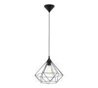 Eglo Tarbes Vintage/Retro Pendant Light, Steel, Plastic and Black Colour Ceiling lamp, E27 Socket, Ø 32.5 cm/12.7 inches
