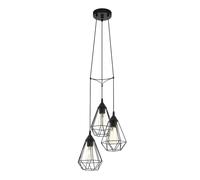 Eglo Tarbes Metal 3-Light Pendant In Black Black One Size