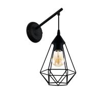 Eglo Wall Lamp Tarbes, Single-Flame Vintage Wall Light in Retro Style, Material: Steel, Colour: Black, Socket: E27