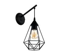 Eglo Wall Lamp Tarbes, Single-Flame Vintage Wall Light in Retro Style, Material: Steel, Colour: Black, Socket: E27