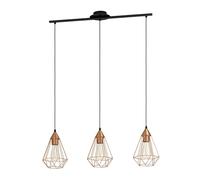 Eglo Tarbes Vintage Pendant Lamp, 3-Flame Retro Ceiling Light