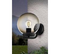 Eglo Taverna Black Transparent Globe Outdoor Wall Light Black One Size