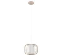Eglo Pendant Lighting Terrarosa, Ceiling Light Fitting for Dining Room | hanging lamp made of sand coloured metal and white fabric, E27 socket, Ø 11”