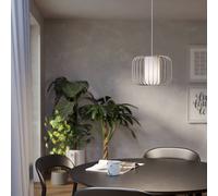 Eglo Pendant Lighting Terrarosa, Ceiling Light Fitting for Dining Room, Hanging lamp Made of Sand Coloured Metal and White Fabric, E27 Socket, Ø 11”