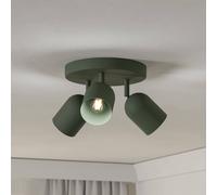 EGLO Tilston ceiling spotlight, dark green, Ø 25 cm, 3-bulb, steel