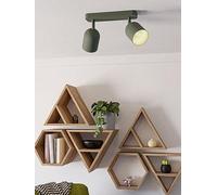 Eglo Tilston Steel Minimalist Dual Ceiling Spotlight, Green Print