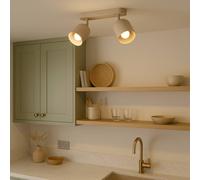 Eglo Spotlight bar Tilston, Light Fitting with 2 Flexible Spots, Ceiling lamp for Living Room and Bedroom, Sand Beige Steel, E14 Socket