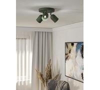 Eglo Tilston Steel Minimalist Triple Ceiling Spotlight, Green Print