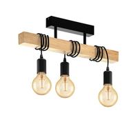 Eglo Townshend 3 Light Semi-Flush Ceiling Light - Black