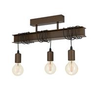 Eglo Townshend 4 Antique Brown Metal Ceiling Light | Vintage/ Industrial Design Pendant Lamp, Living Room, Bedroom and Hallway Lighting, E27 Socket