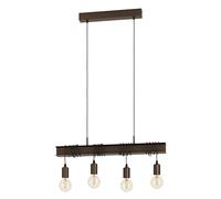Eglo Townshend 4 Vintage Pendant Lamp | 4-Flame Industrial Style ceiling light, Antique Brown Metal Dining and Living Room Hanging Lighting, E27 Socket