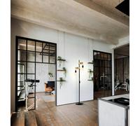Eglo Townshend 5 Black Metal & Natural Wood 2-Light Floor Lamp - Industrial Style (D) 25Cm