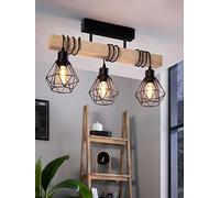 Eglo Townshend 5 Black/Natural Wood 3-Light Ceiling Pendant One Colour