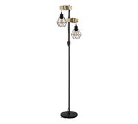 Eglo Townshend 5 Natural Metal And Wood 2 Light Floor Lamp In Light Brown Light Brown