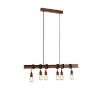 Eglo Townshend 6-flame vintage/industrial design pendant lamp, retro steel and antique brown hanging light, E27 socket