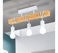 EGLO Ceiling Light Townshend 3 Lamps Wood White and Beige Pendant Fixtures