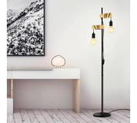 EGLO Townshend floor lamp 2-bulb black/light wood
