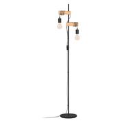 Eglo Townshend Natural Metal And Wood 2 Light Floor Lamp In Light Brown Light Brown