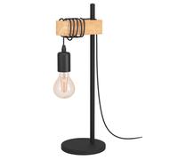 Eglo Townshend Natural Wood And Metal Table Lamp In Light Brown Light Brown