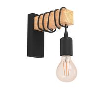 Eglo Townshend Natural Wood & Metal Wall Light in Light Brown EGLO Light Brown