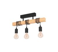 Eglo Townshend Natural Wood & Metal 3 Light Ceiling Pendant in Light Brown EGLO Light Brown