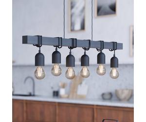 EGLO Townshend pendant light, length 100 cm black, 6-bulb.