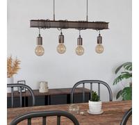 EGLO Pendant Lighting Townshend 4, 4 Lamp Ceiling Light Fixture in Vintage and Industrial Style for Dining and Living Rooms, Hanging Light Made of Antique Brown Metal, E27 Socket