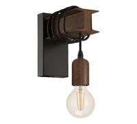 Eglo Townshend 4 Industrial Design Wall lamp, Retro Wall Light Made of Steel in Black and Brown Colour, E27 Socket