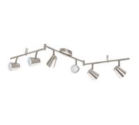 Eglo Travale Chrome Led 6 Bulb Ceiling Spotlight Bar Gu10 Adjustable Warm White 3000K