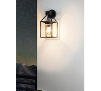 Eglo Trecate Modern Lantern Style Black Clear Outdoor Wall Light, Black