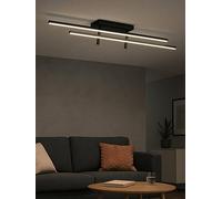 Eglo LED Ceiling Light Fixture Trepiliano, Living Room Flush Mount lamp, Hallway and Bedroom Lighting, Black Metal, Warm White