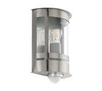EGLO Tribano Outdoor Wall Lamp, 1 flame Exterior Light incl. Motion Detector, Sensor Wall Light made of Galvanized Steel, Stainless Steel and Plastic, Colour: Silver, Socket: E27, IP44