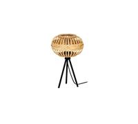 Eglo Tripod Bedside lamp Amsfield 1, Boho Style Light Fixture, Living Room and Bedroom Lighting, Black Metal and Natural Coloured Bamboo, E27 Socket,