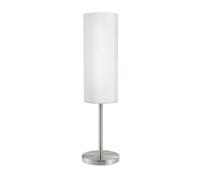 Eglo Troy 3 Satin Nickel Glass And Metal Table Lamp In White White